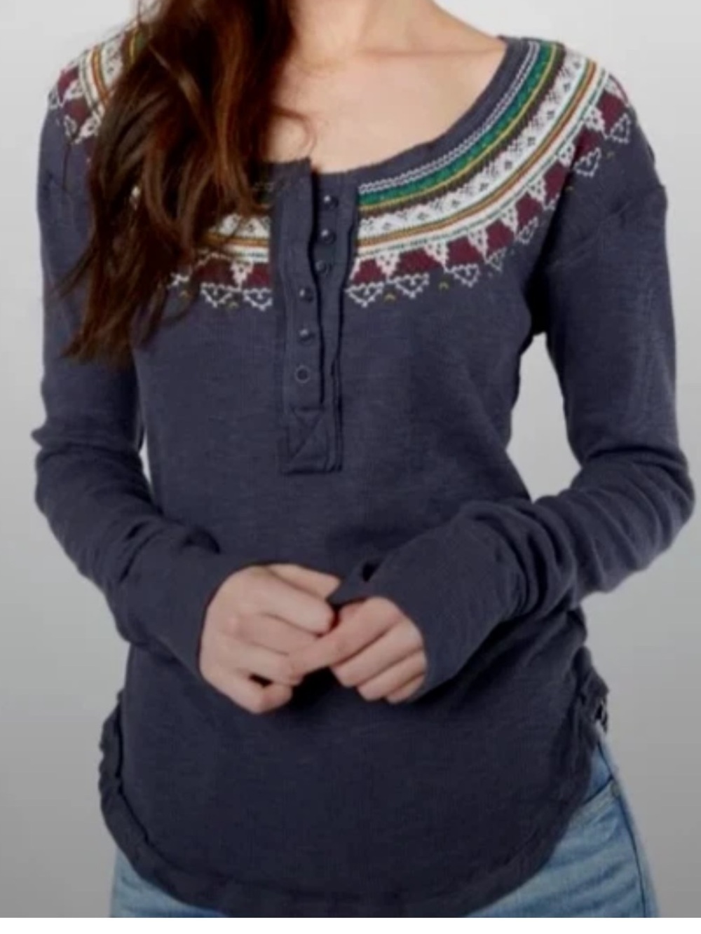 Free People Fair Isle Thermal Henley